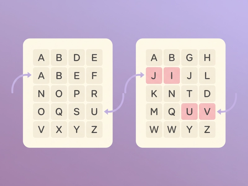 Compare modern and historical alphabets
